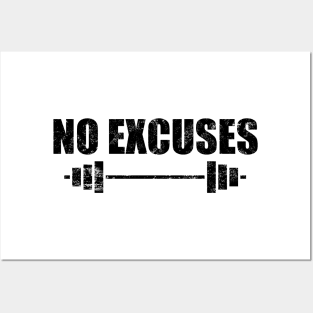 No Excuses - Gym Motivation Fitness Posters and Art